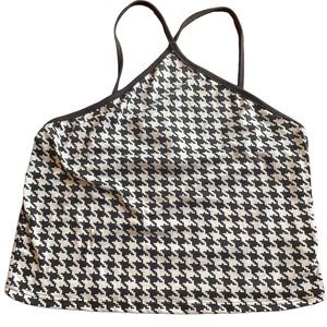 Gaze Black and White Houndstooth Halter Crop Top
